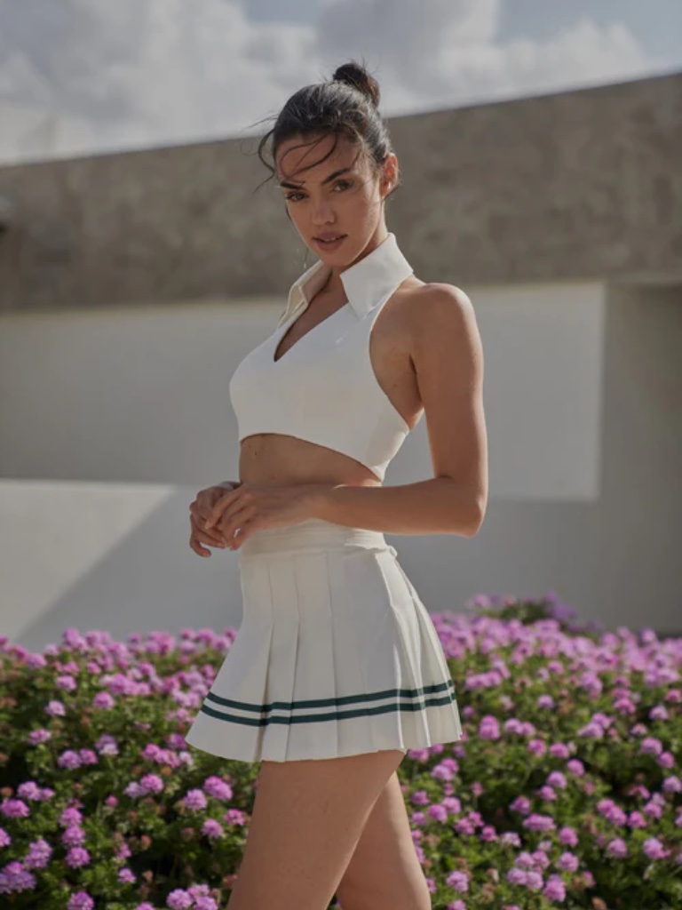 Nwt Wiskii Varsity Tennis Skirt In Ivory — image 3 of 8